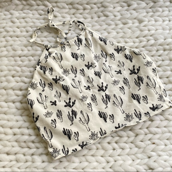 Forever 21 Cropped White Cactus  Halter Tank Top - Picture 4 of 7